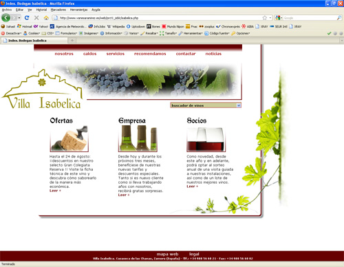 web para empresa vinícola
